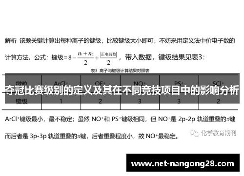 夺冠比赛级别的定义及其在不同竞技项目中的影响分析